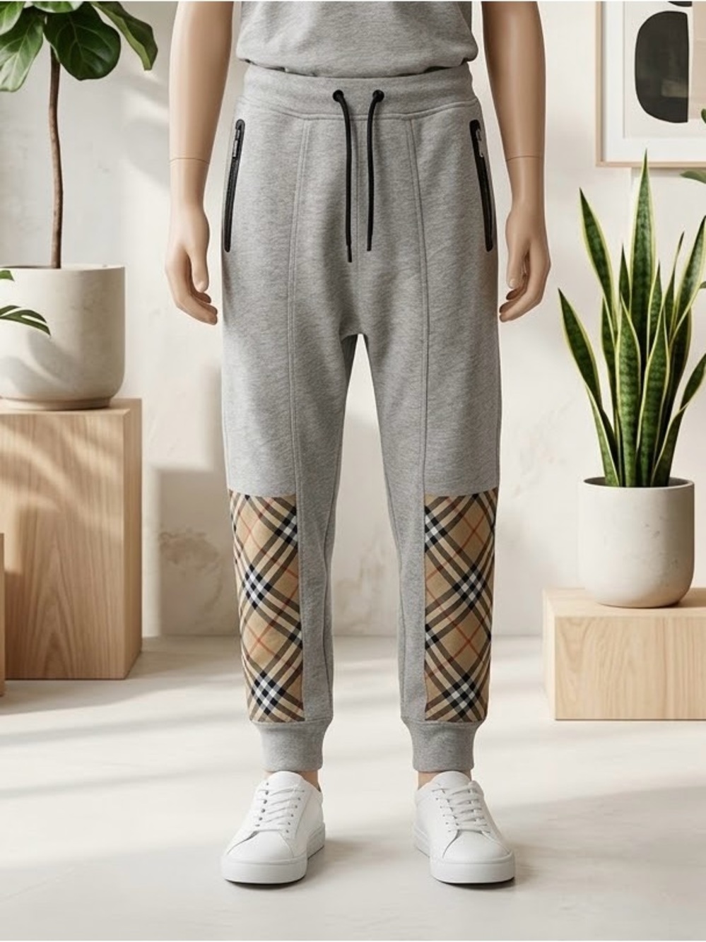 Burberry Kids Grey Melange Vintage Check Sweatpants Size 12Y